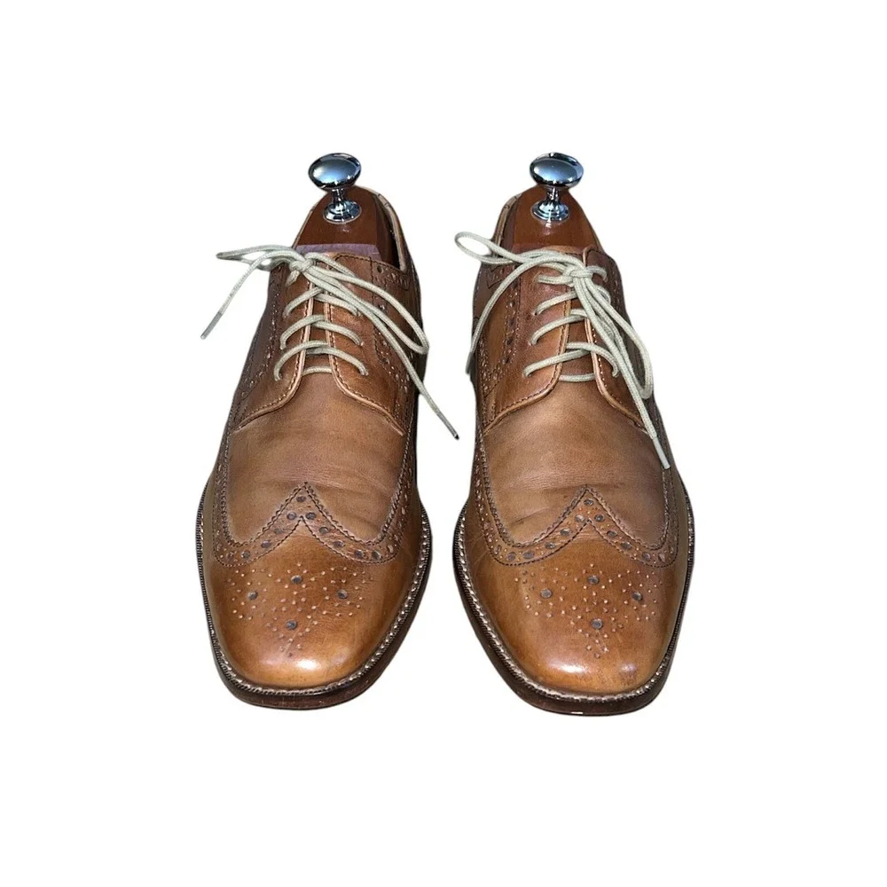 Cole Haan Wingtip Oxford Mens 9 M Tan Leather Brogue Dress Shoes C09303